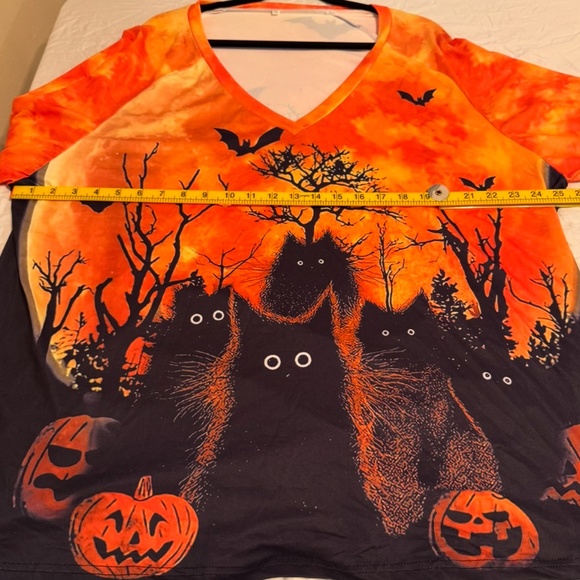 BloomChic Halloween Cats & Pumpkins V-Neck Long Sleeve Top – Plus - Picture 8 of 11